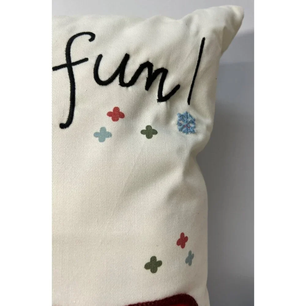 Christmas Pillow With Red Truck & Holiday Gifts  17'' x 17